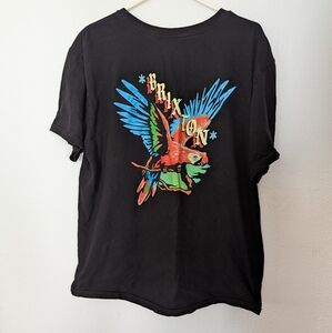 Brixton T Shirt Men's XL Short Sleeve Black Loro Parrot Print Wide Neck Pre Owne